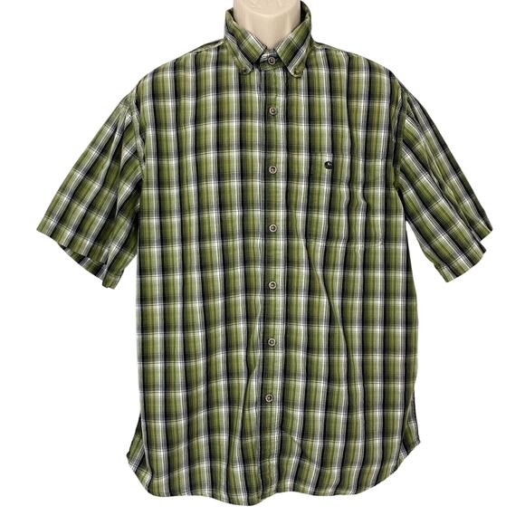 Carhartt Button Down Shirt Mens Large Classic Plaid Short Sleeve Cotton S206 FGN - Picture 1 of 11